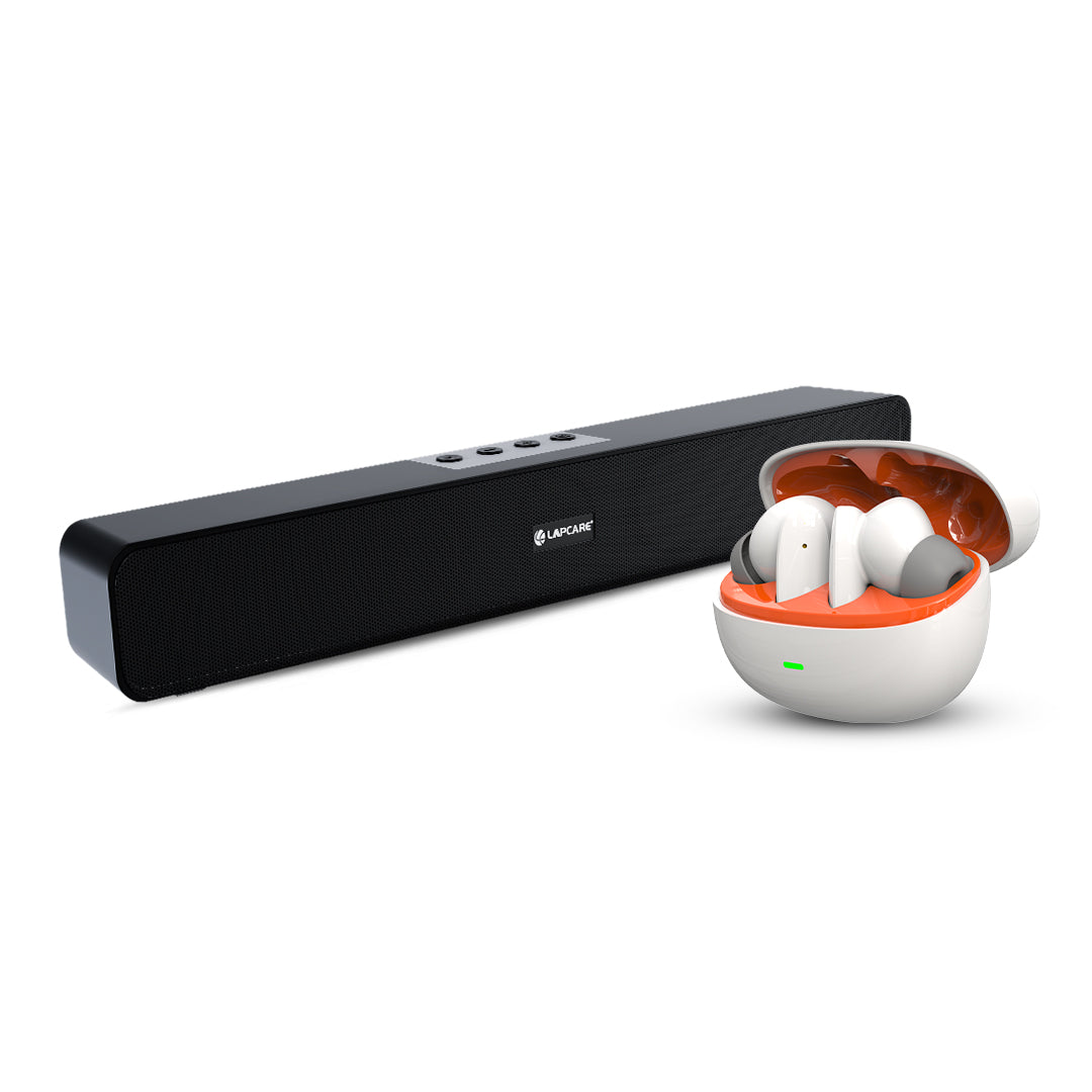 Twinbuds 6 Wireless Earbuds & Musi Bar 7 BT Soundbar Combo (White Buds)