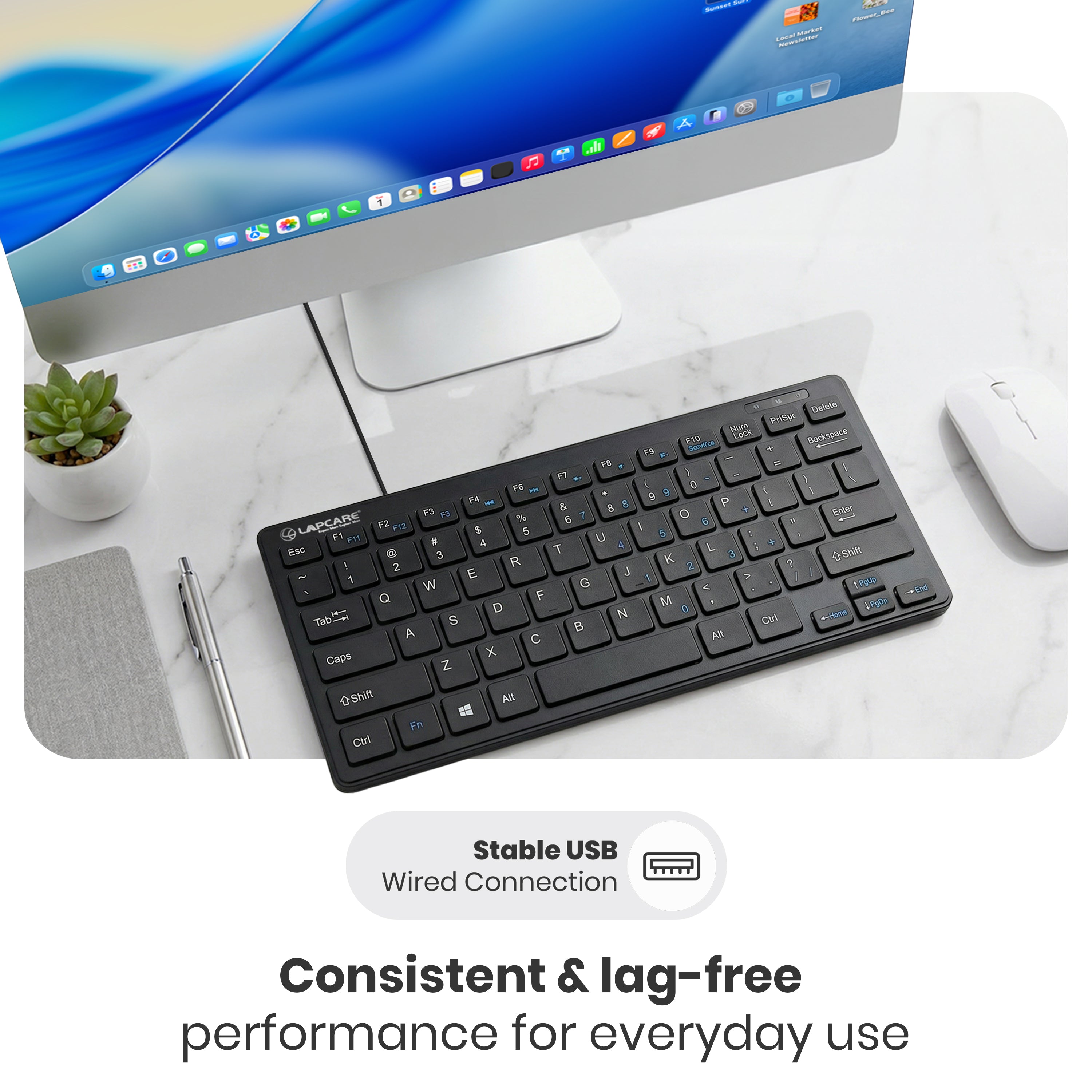 D-Lite - Black 87 Key Mini Multimedia Wired Keyboard