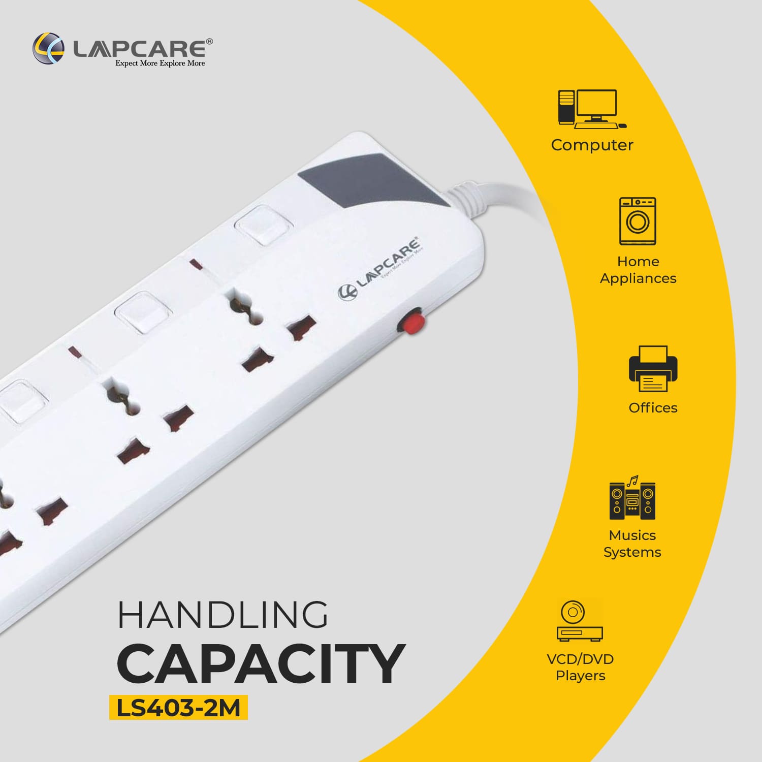 Lapcare 4 way extension socket with spike buster 2M (LS 403)