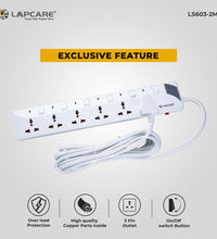 Lapcare 6 way extension socket with spike buster 2M (LS 603)