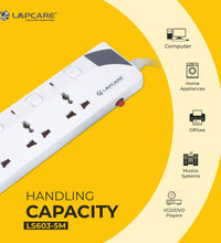 Lapcare 6 way extension socket with spike buster 5M (LS 603)