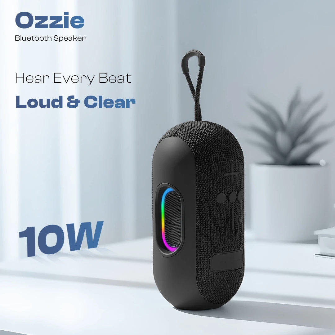 Ozzie 10W Bluetooth Speaker with RGB Light & TWS Stereo Sound- Black (LBS-102)