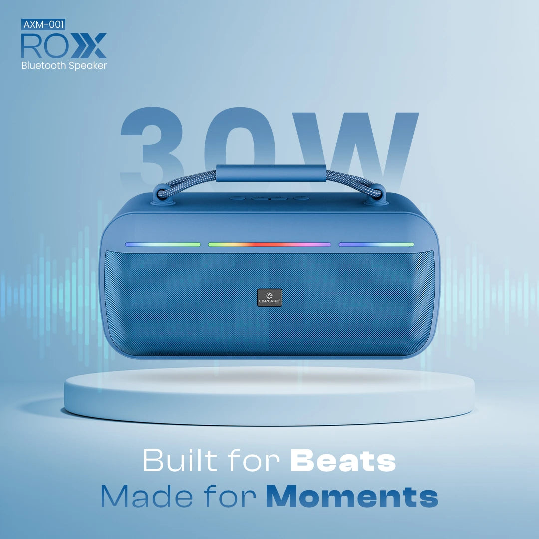Roxx 30W Portable Party Speaker with RGB Lights & TWS Function - Blue (AMX-001)