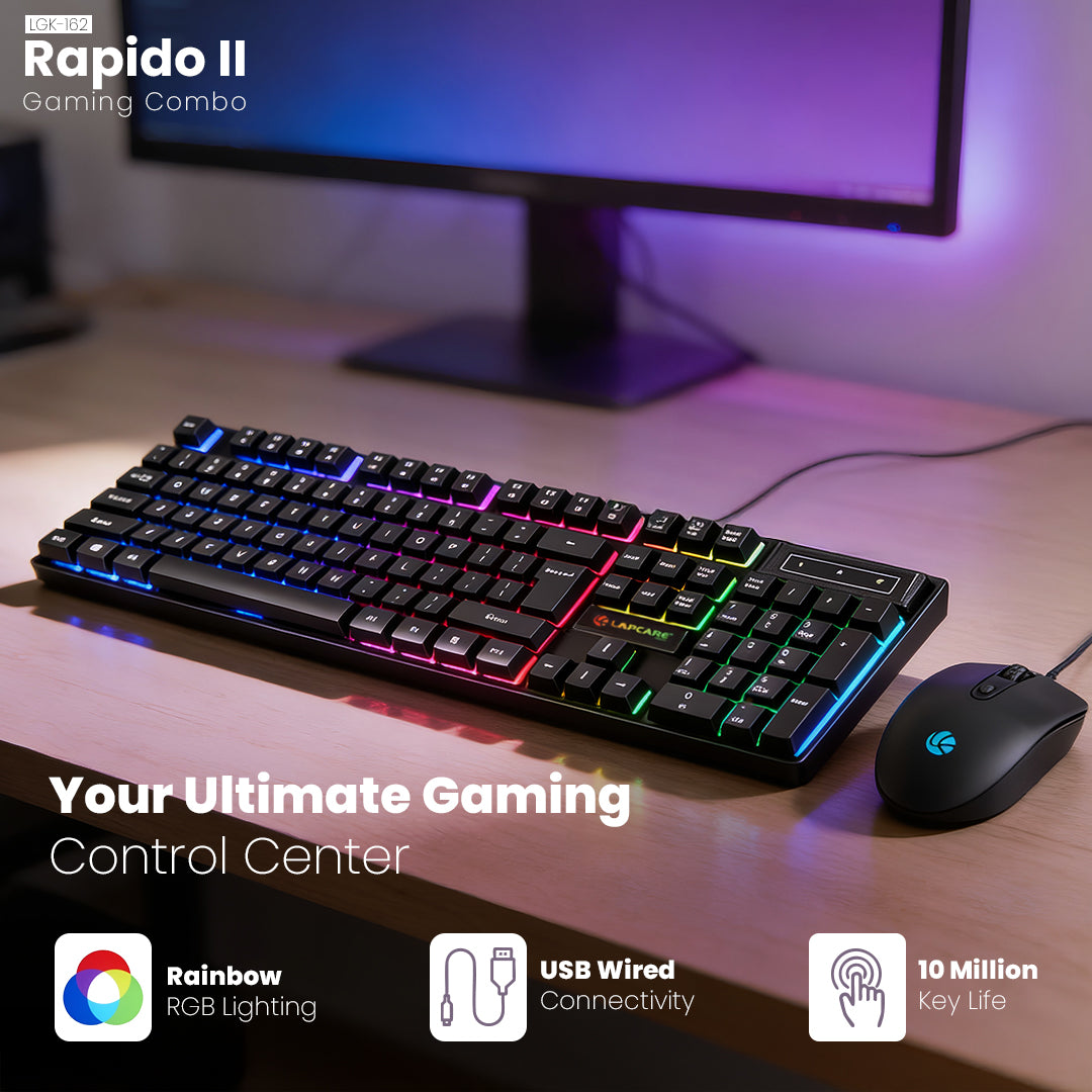 Rapido II Wired Gaming Keyboard & Mouse Combo With Rainbow Backlit (LGK-162)