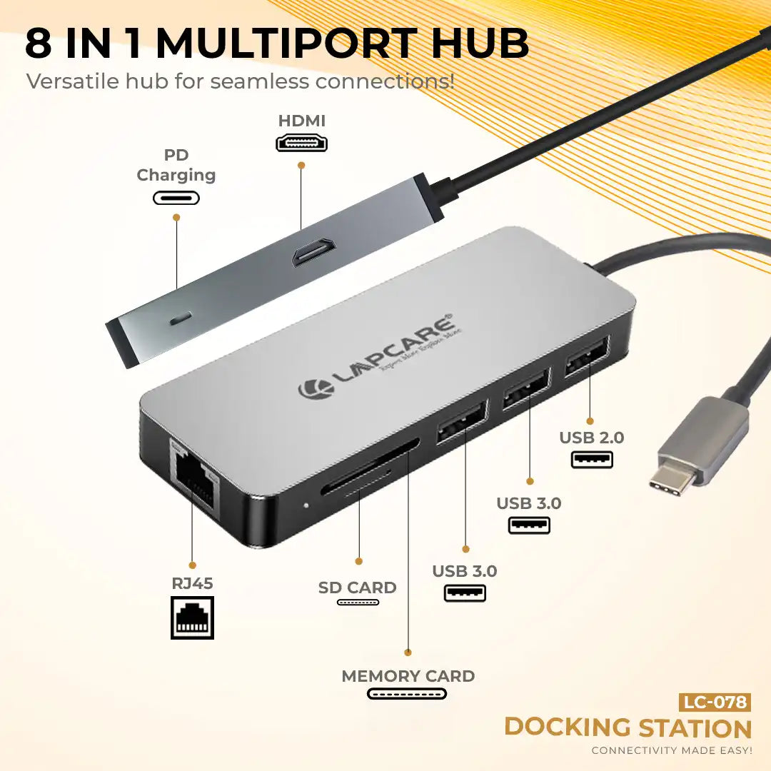 Lap-C 8 in 1 extended Travel Docking Station