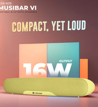 Musi Bar VI Portable 16W BT Soundbar Yellow (LSB-609)