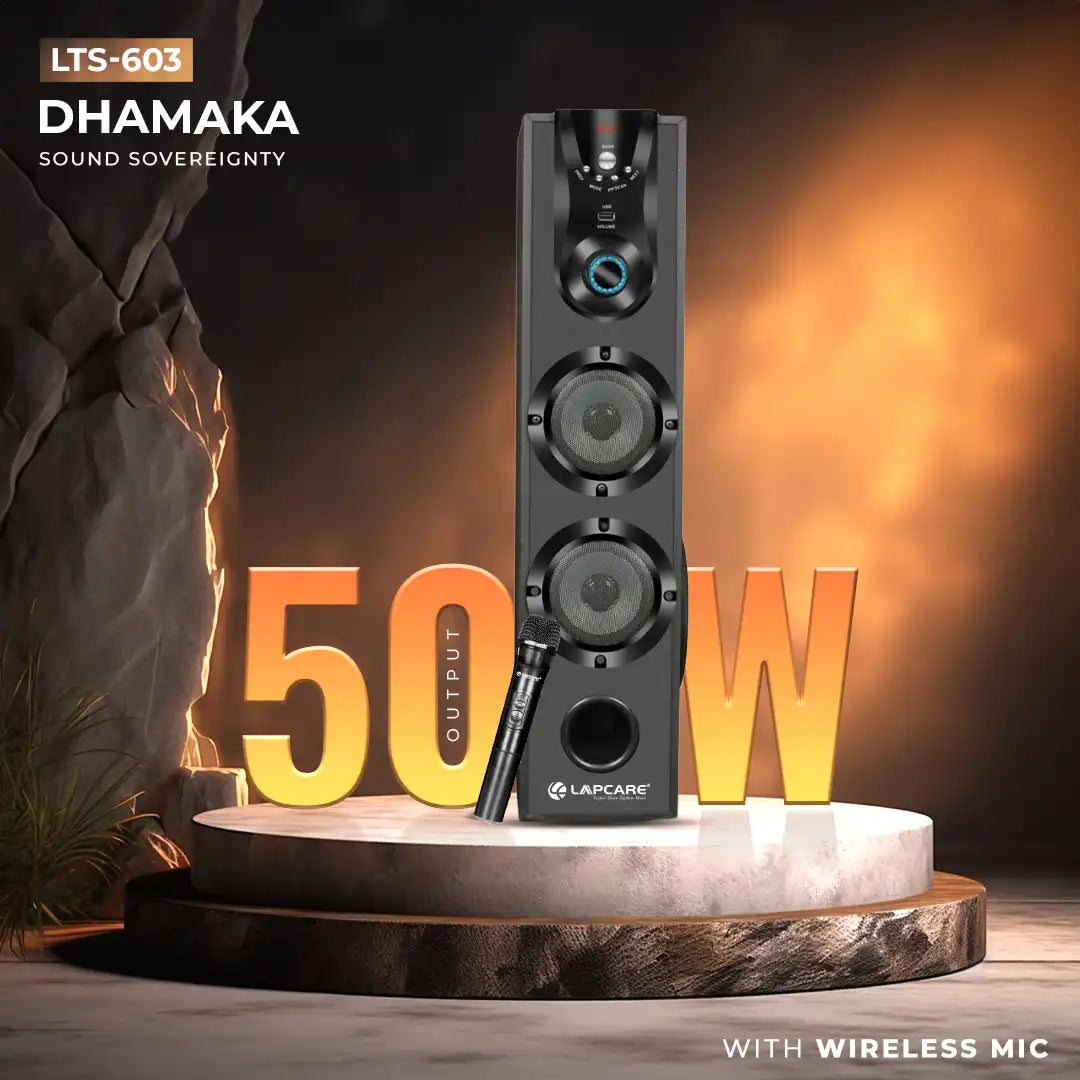 Dhamaka 50W Tower Speakers with Wireless Mic (LTS-603)