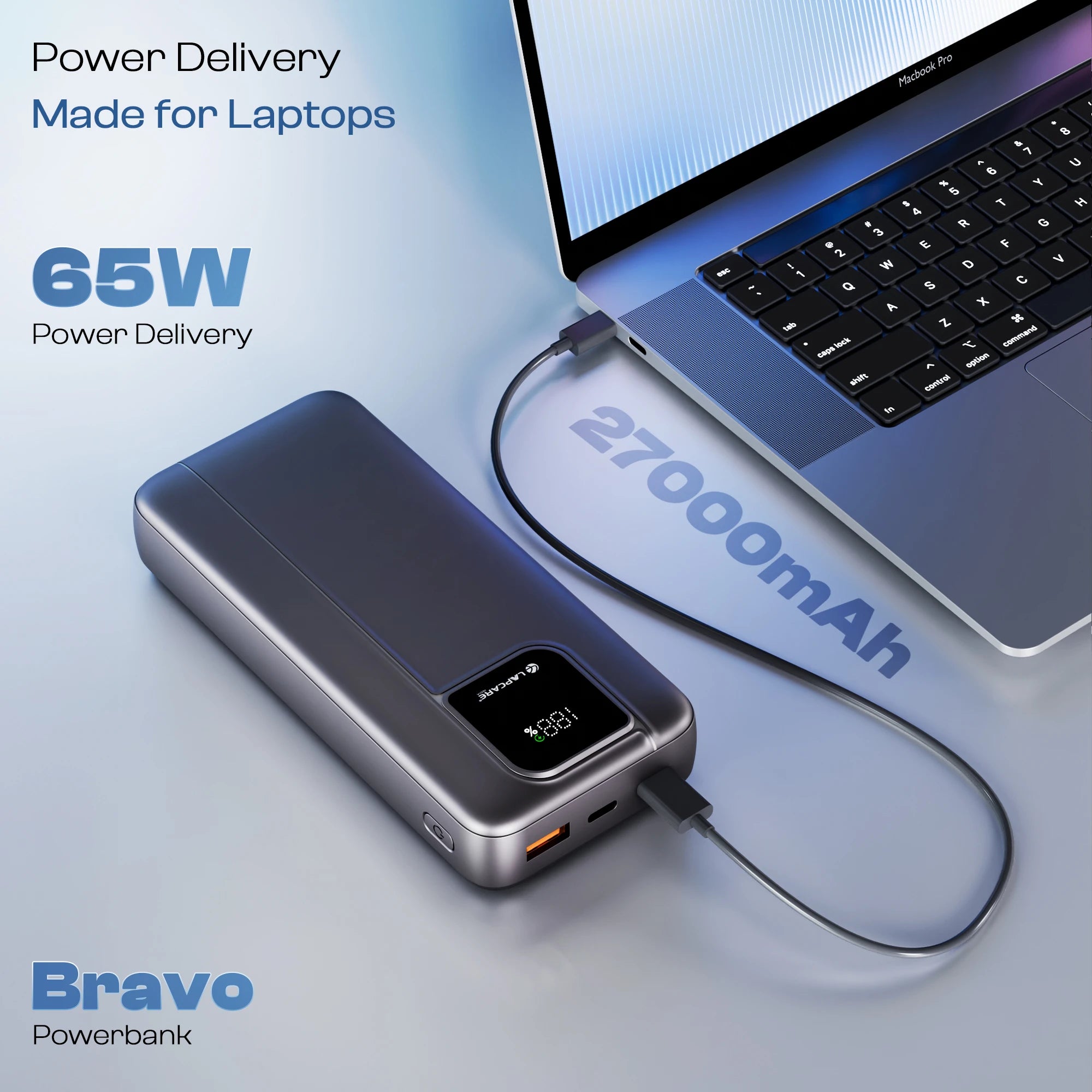 Bravo 27000mAh 22.5W Fast charging Power Bank With Type-C PD & Laptop Charging Support - AXM-023