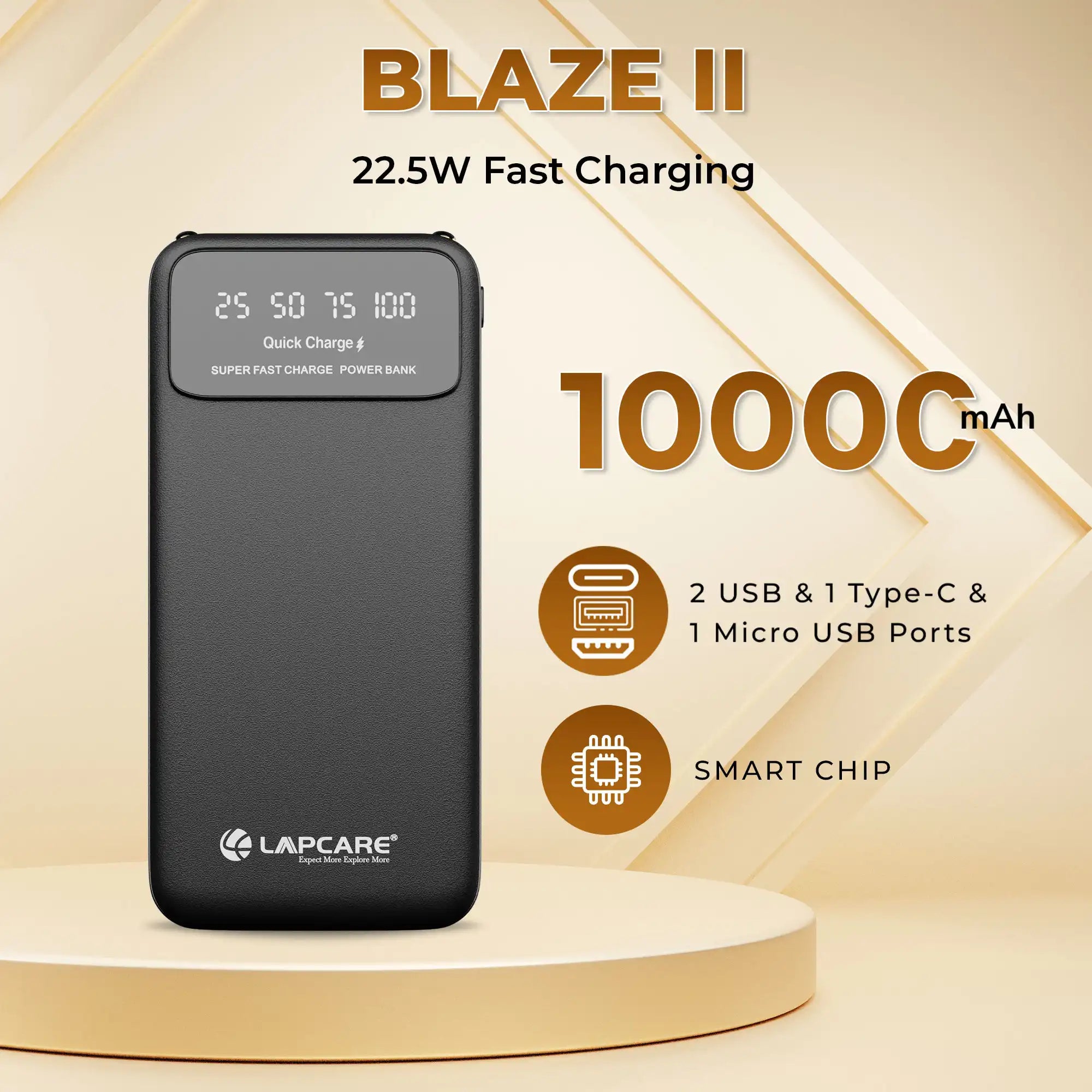 Blaze II 22.5W Fast Charging 10000mah Power Bank Black (LPB-027)