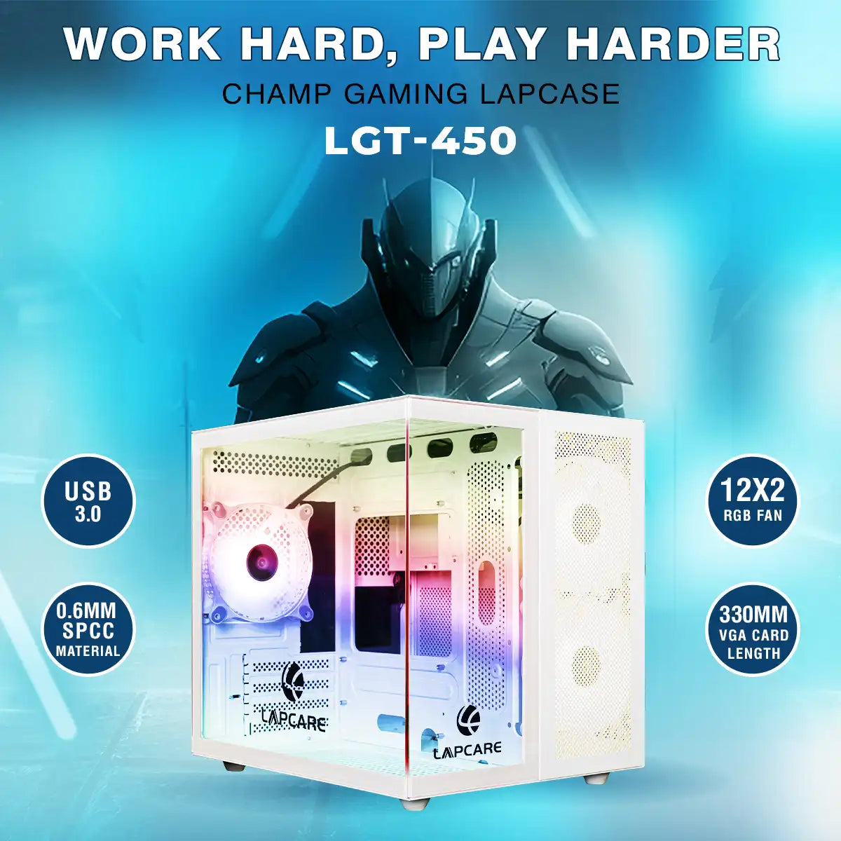 Champ Gaming Gaming Cabinet W/o SMPS Champ White (LGT-450)