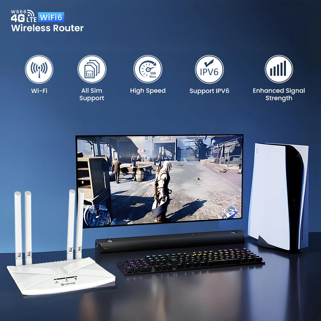 Lapcare 4G SIM 4 Antena Wi-fi 6 Router (W666)