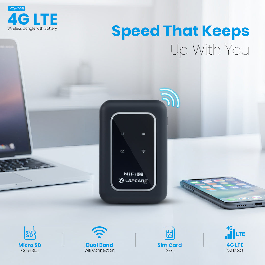 4G LTE Wi-Fi Dongle | 3000mAh Battery | Dual Band Hotspot ( LOX-208)
