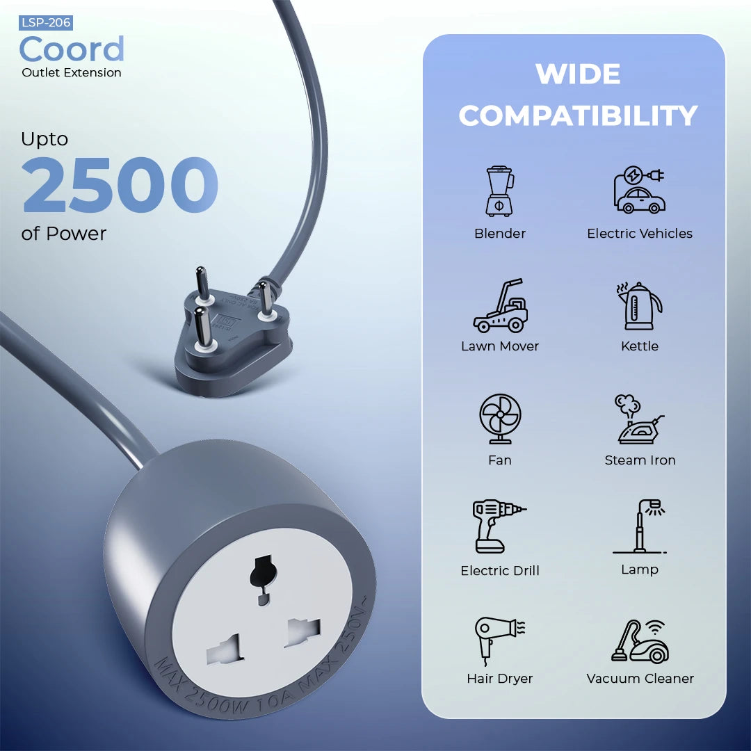 3 Meter Coord Outlet Extension With 2500W High Power output (LSP-206)