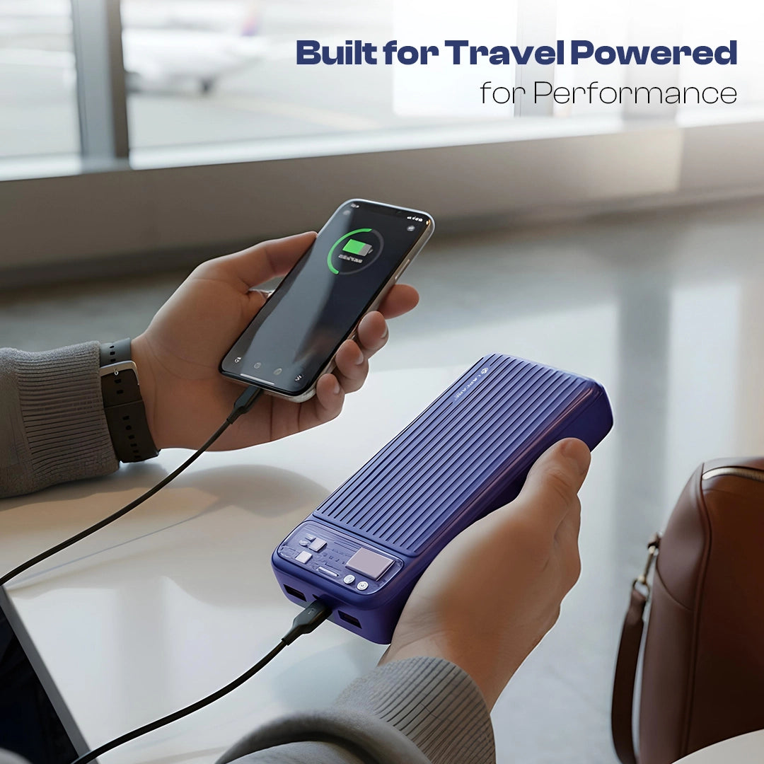 TopUp 20000mAh Power Bank | 22.5W Fast Charging | Dual USB + Type-C- Dark Blue (LOX-320)