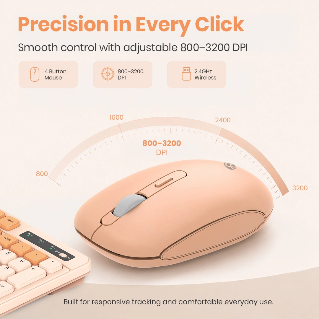Ramon 5 Wireless Keyboard & Mouse Combo with 12 Multimedia Keys & 3200 DPI Mouse (WL-108)