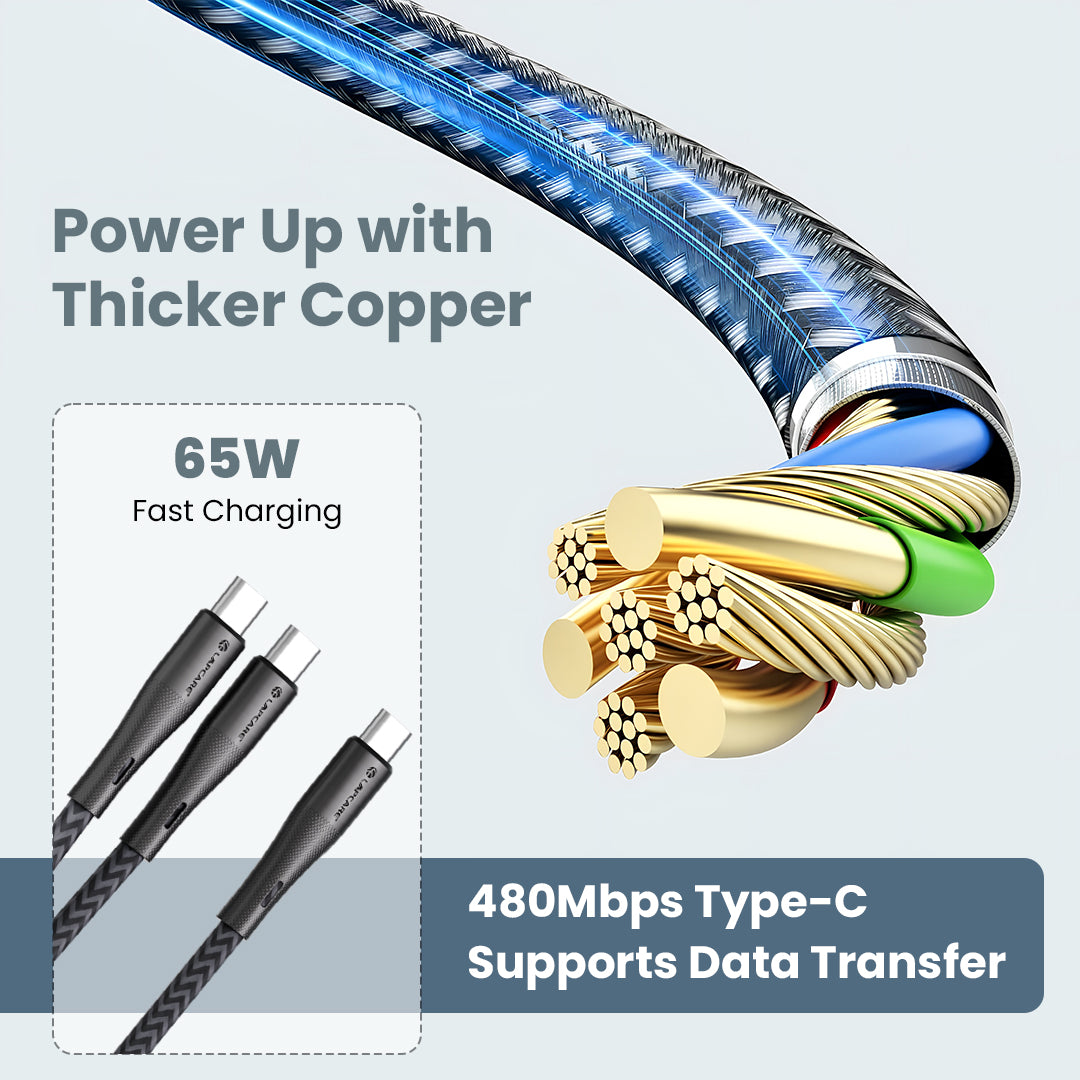 HOOK 2-in-1 Braided USB Type-C Cable With 65W PD Fast Charging (LOX-091)