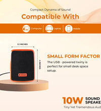 Twiny 2 Computer Speaker Orange (LUS-204)