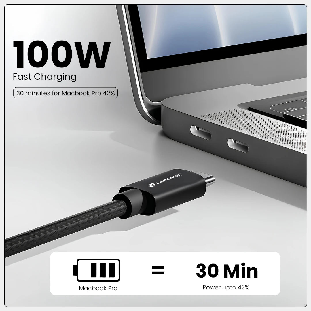 Lapcare Hook 100W Type-C to Type-C Braided Cable with Metal Shell (LTC-528)