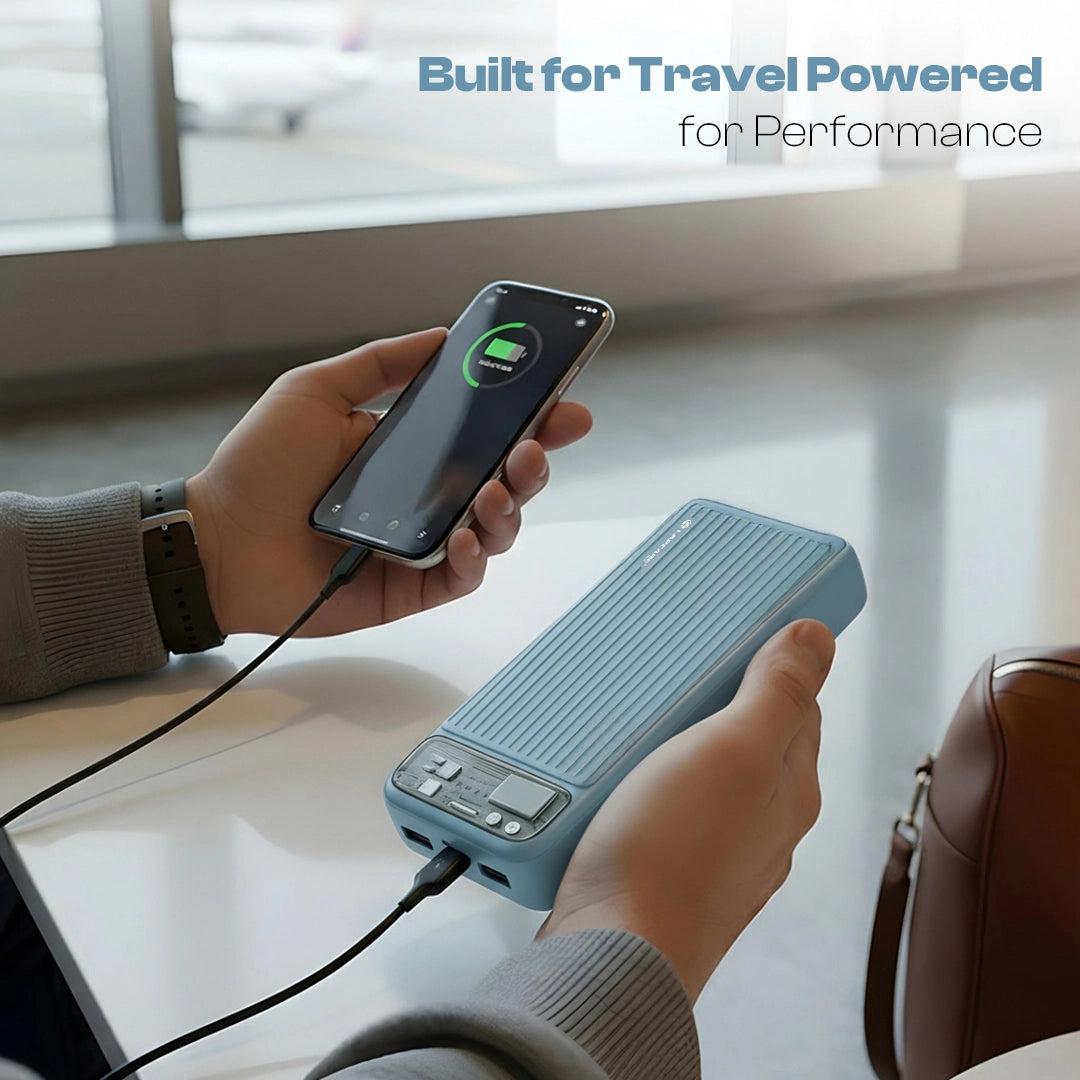 TopUp 20000mAh Power Bank | 22.5W Fast Charging | Dual USB + Type-C- Blue (LOX-320)