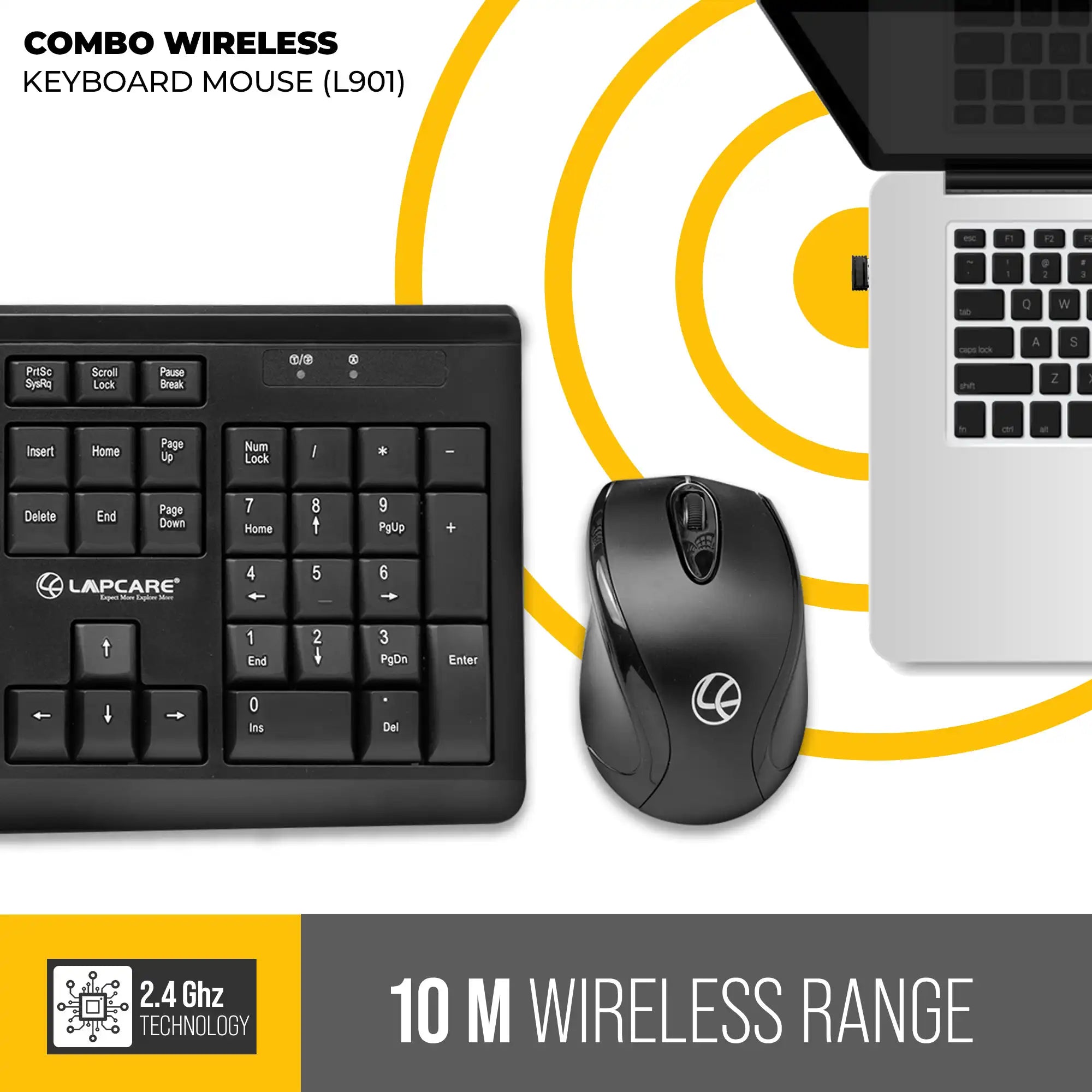 L-901 Wireless Combo with 104 Keys Keyboard + Mouse 1200dpi - non Multimedia