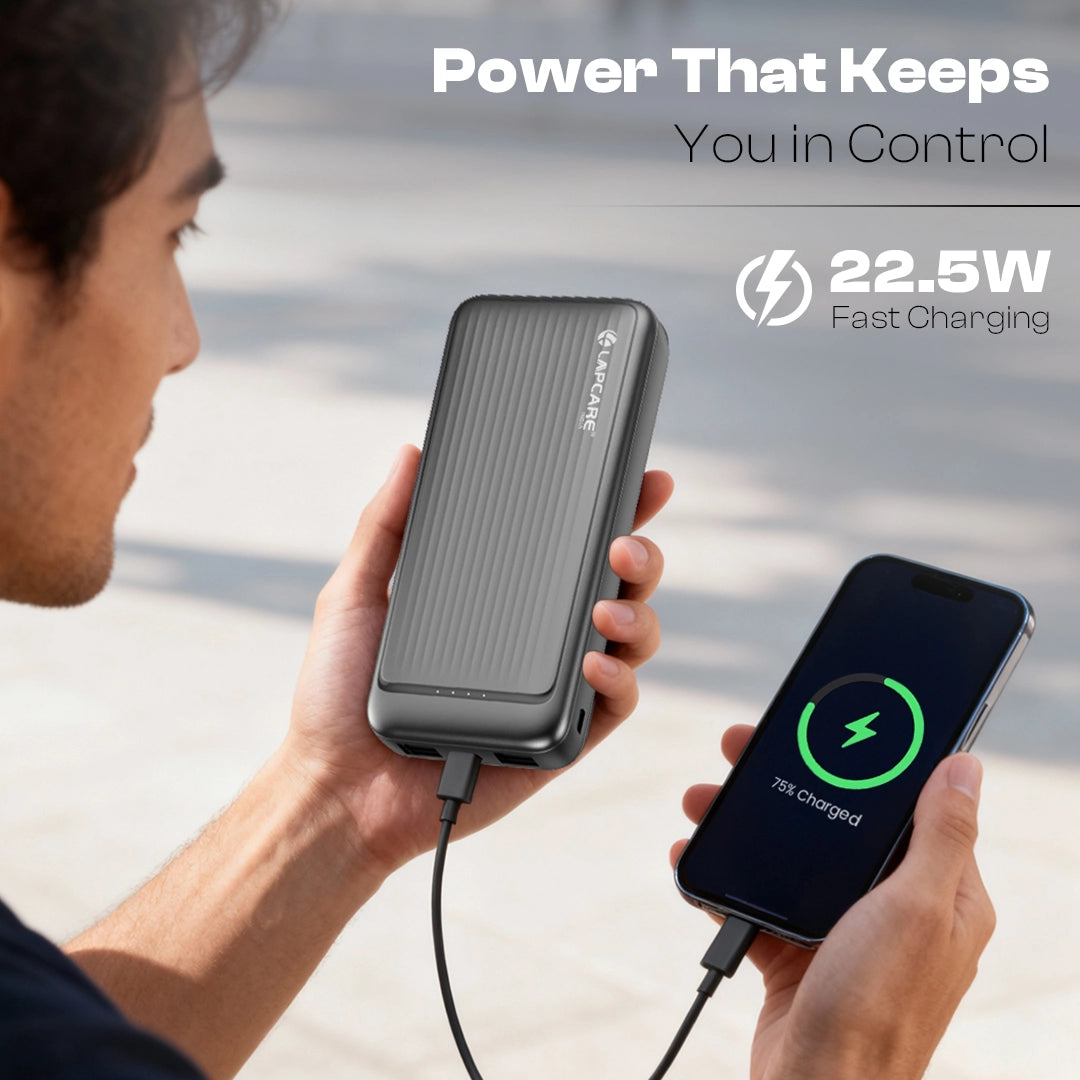 Pacer 10000mAh Portable Power Bank | 22.5W Fast Charging | Multi-Port Design- Black (LOX-223)