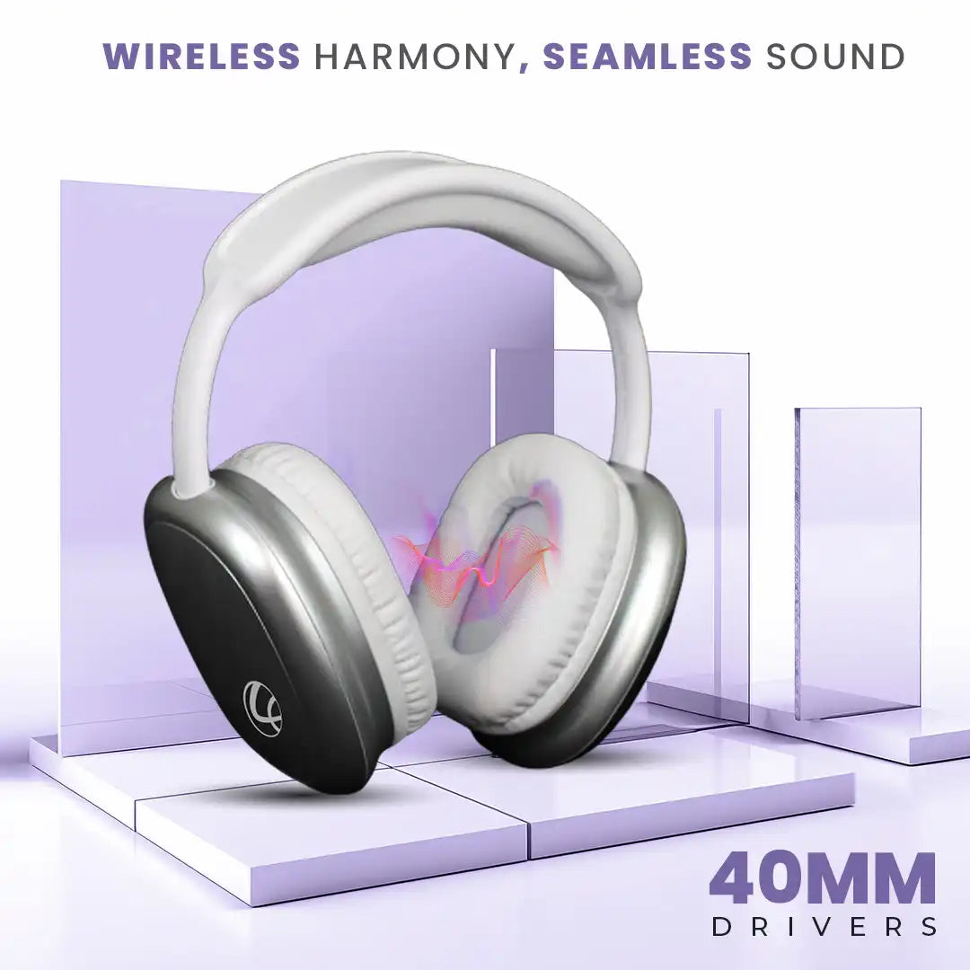 EERS Wireless Bluetooth Headphone With Upto 30 Hrs* Playtime (Metallic Silver)