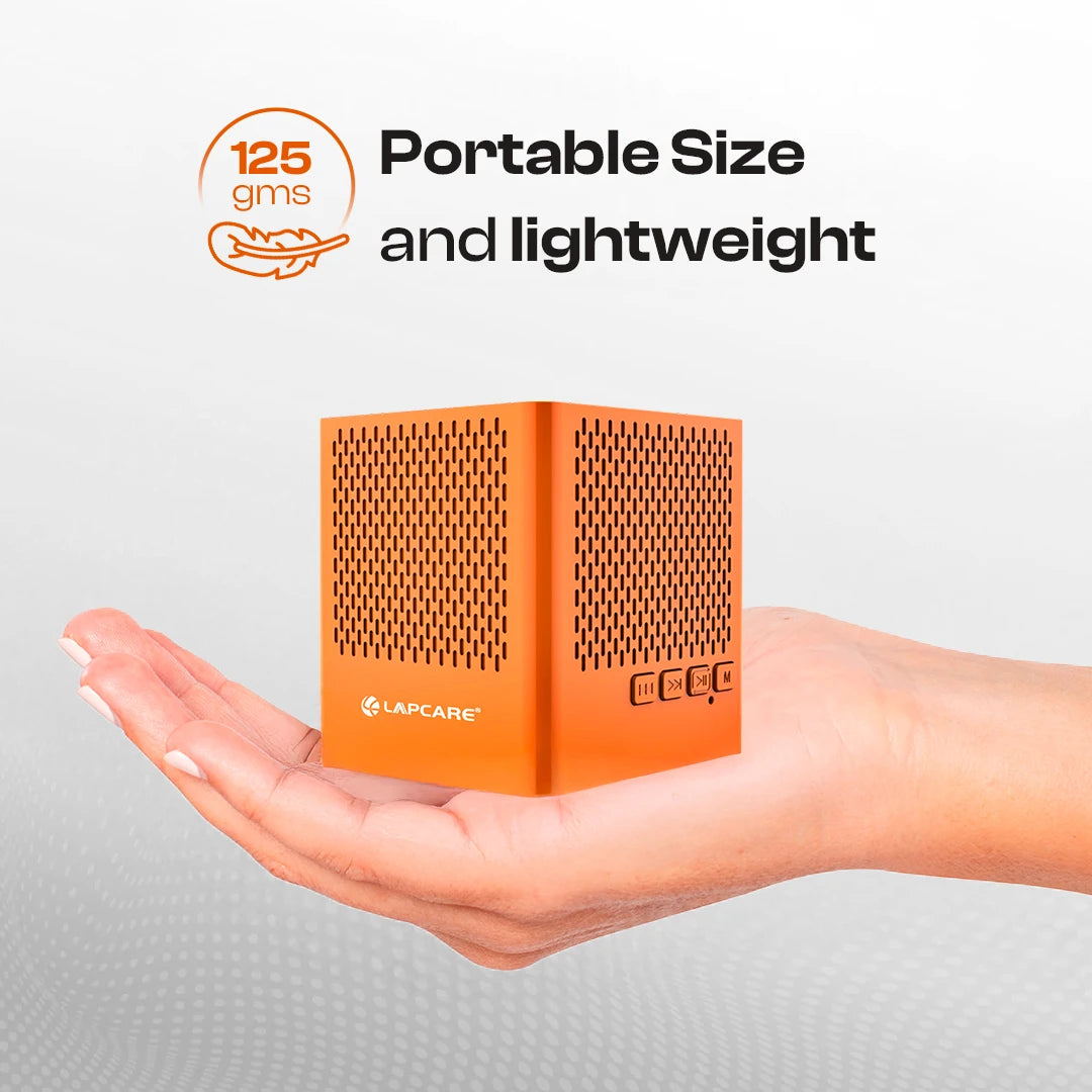 Kube 5W Portable BT 5.3V Speaker With In-Built Mic- Orange (LBS-702)