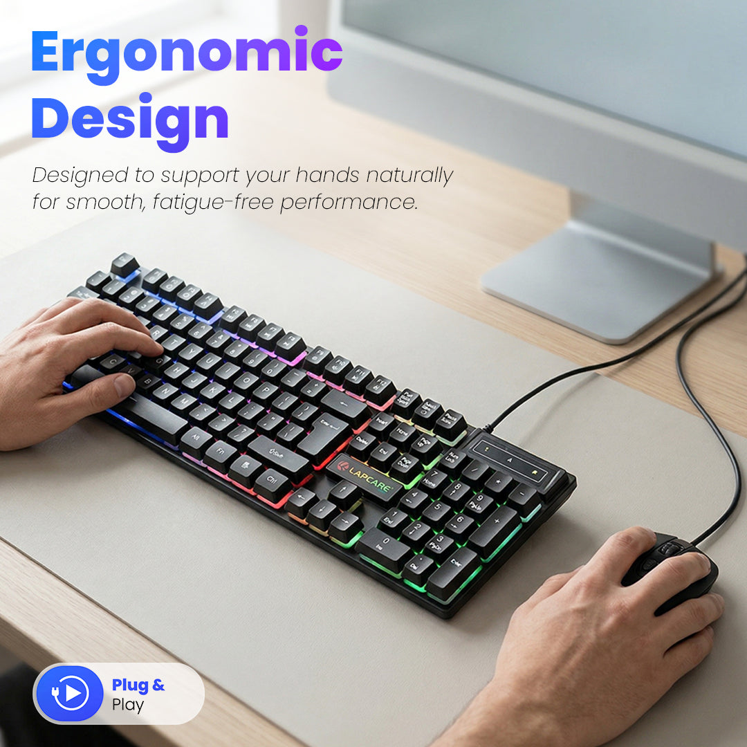Rapido II Wired Gaming Keyboard & Mouse Combo With Rainbow Backlit (LGK-162)