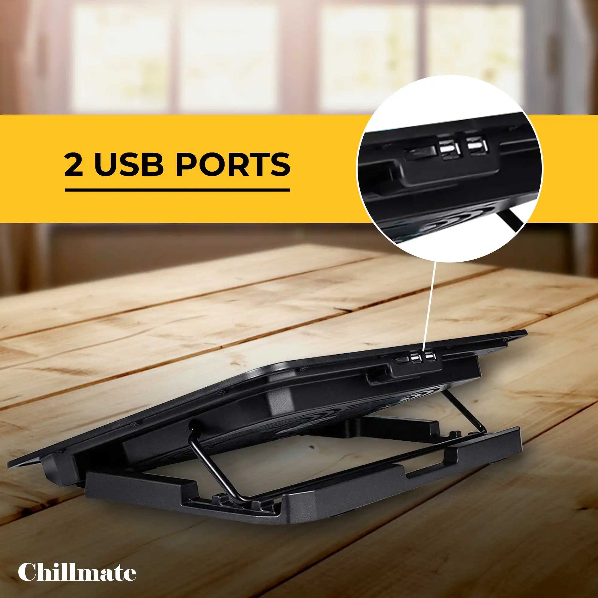 Chillmate - Cooling Pad, 2 USB Port, Dual Fan, upto 15.6" Laptop