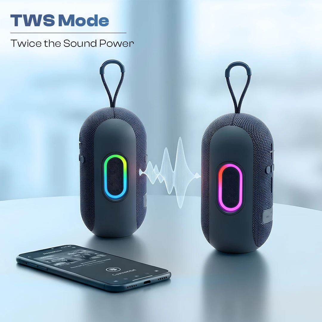 Ozzie 10W Bluetooth Speaker with RGB Light & TWS Stereo Sound- Blue (LBS-102)