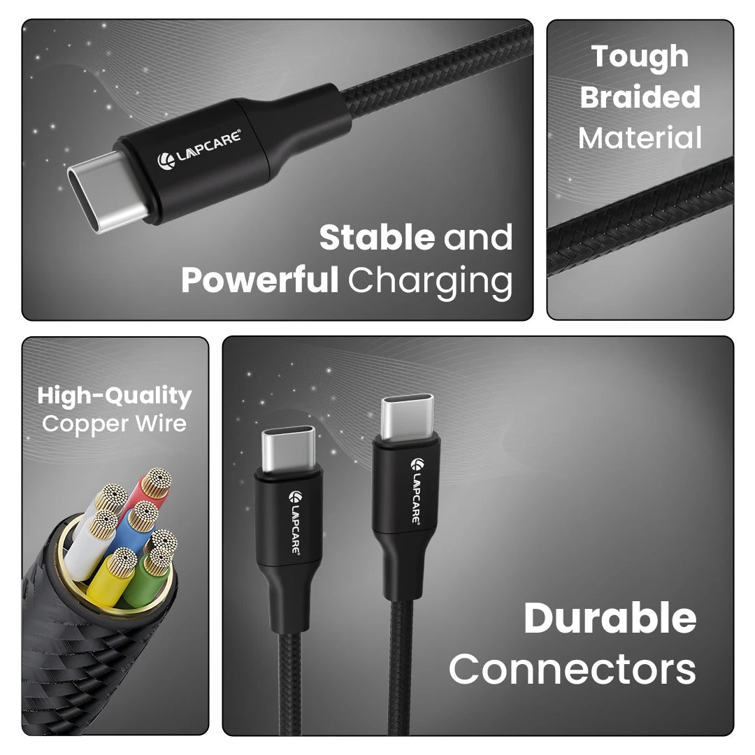 Lapcare Hook 100W Type-C to Type-C Braided Cable with Metal Shell (LTC-528)