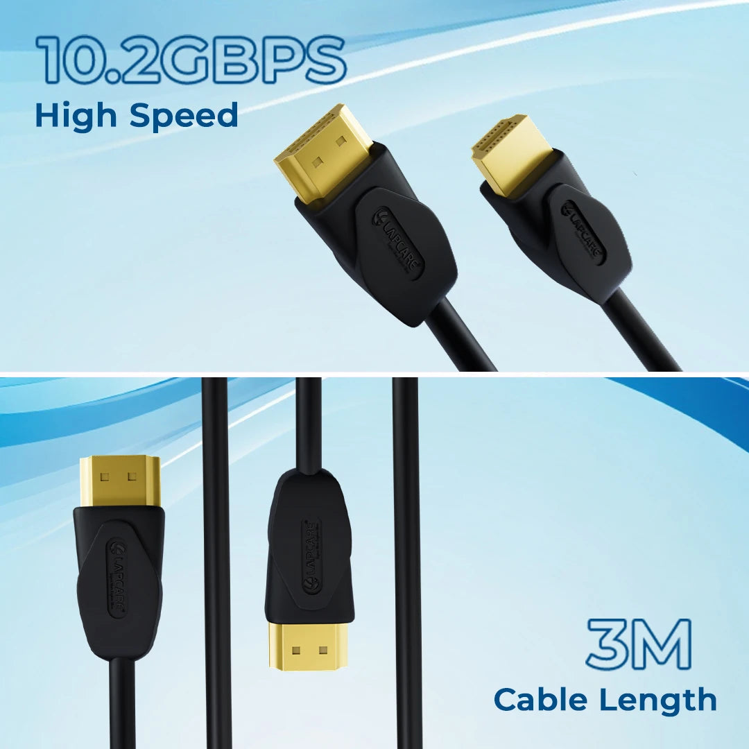 Lapcare high speed HDMI 1.4 cable with Ethernet +3D TRUE Ultra HD (3M)