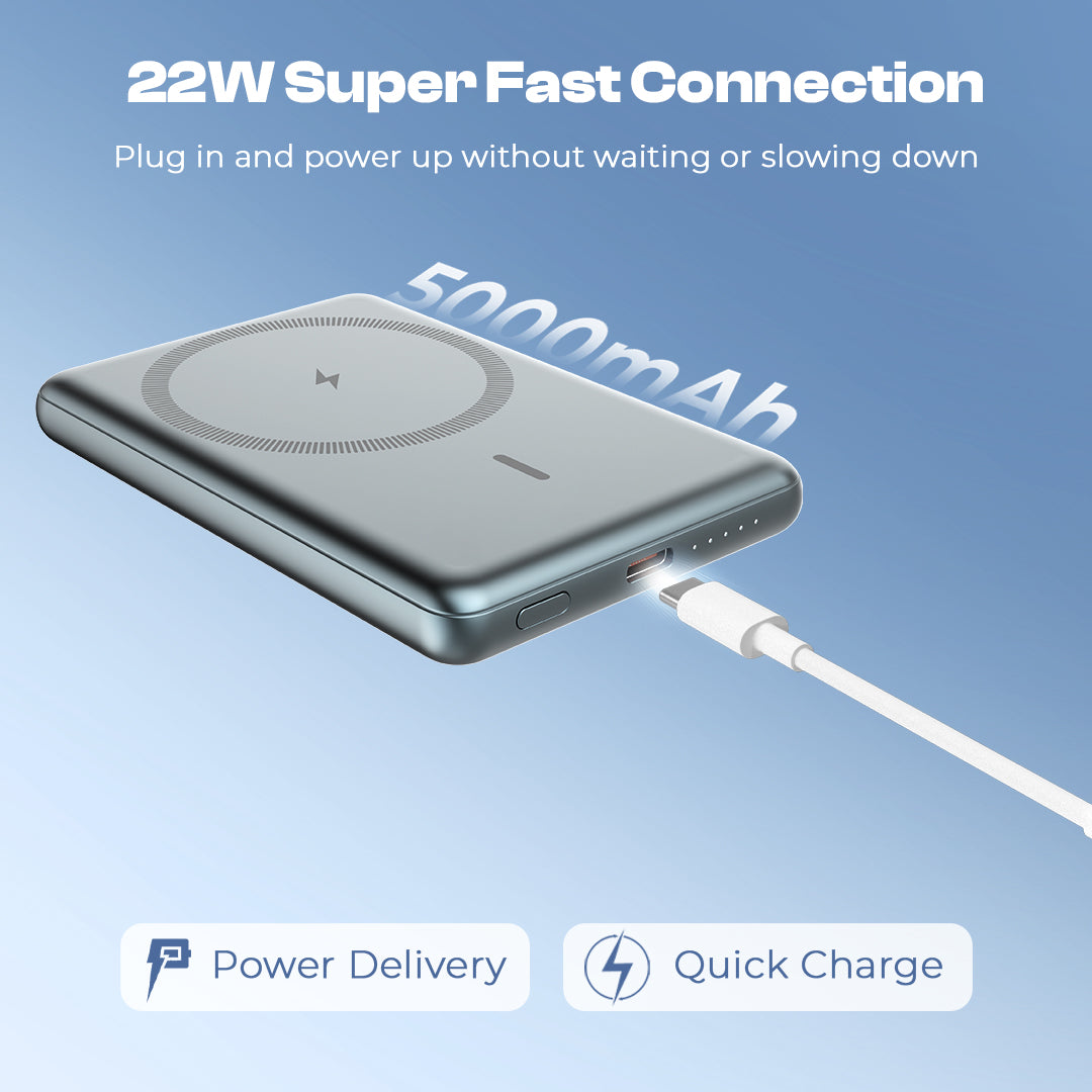 NUCLEO 5000mAh Ultra Slim Compact Power Bank | 15W Mag-Safe Wireless Charging (LOX-159)