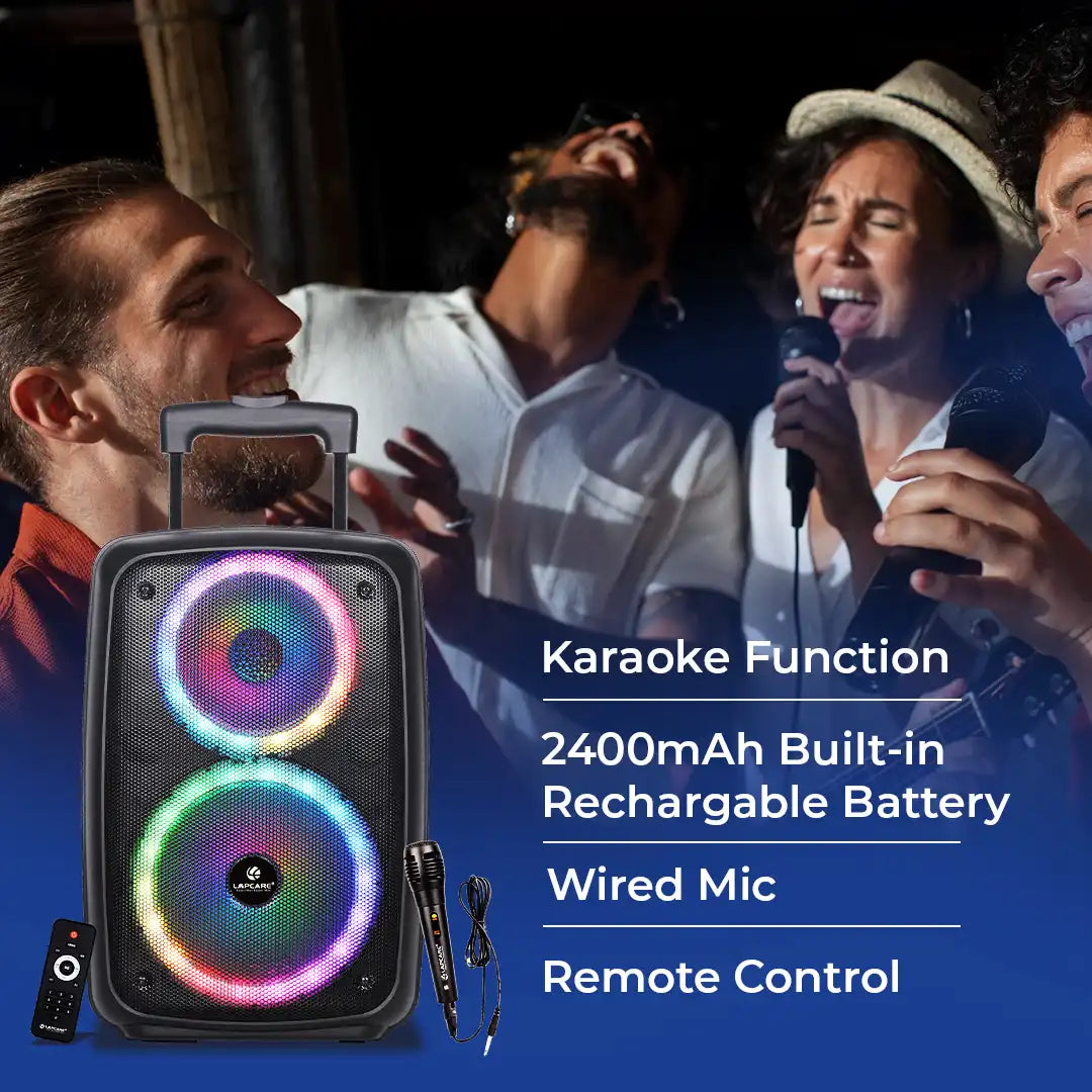 ROCKSTAR Portable 30W wireless Trolley Speaker with Wired Mic