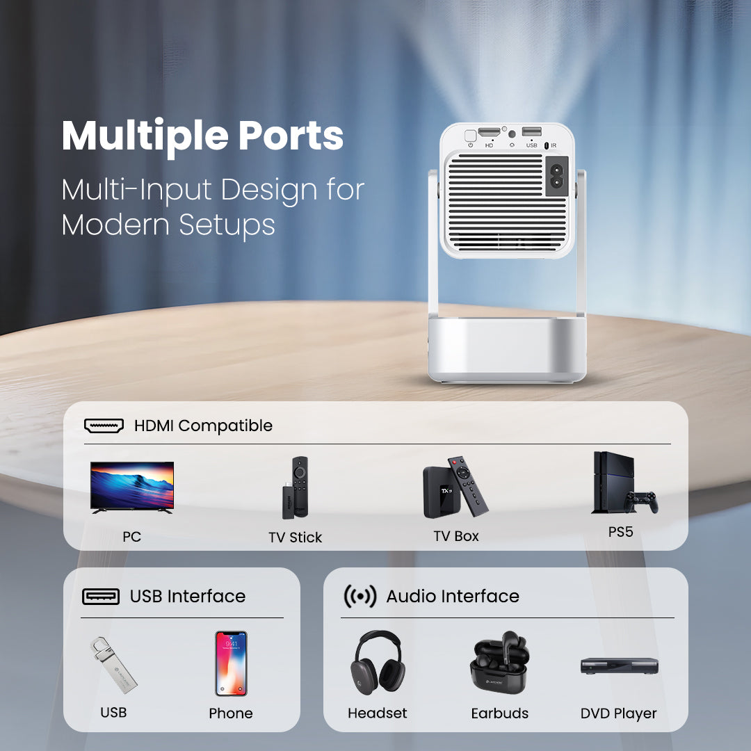 Laplay LLP-015 LED Projector with Auto Keystone, 6000 Lumens & Phone Casting