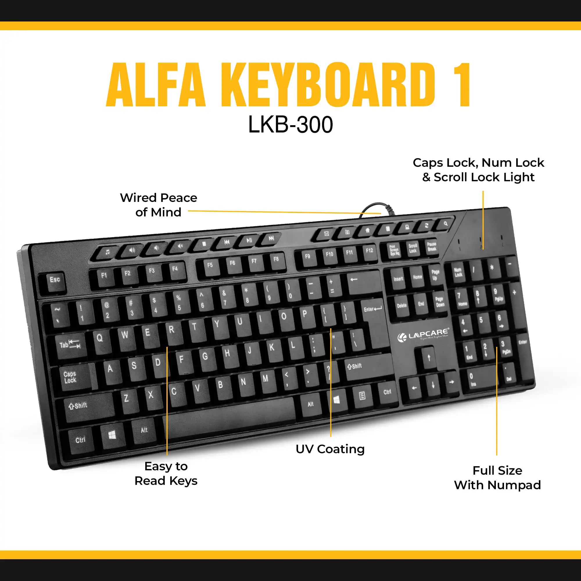 Alpha Kb1 Alfa 1 Multimedia Wired USB Keyboard (LKB-300) – lapcare.com