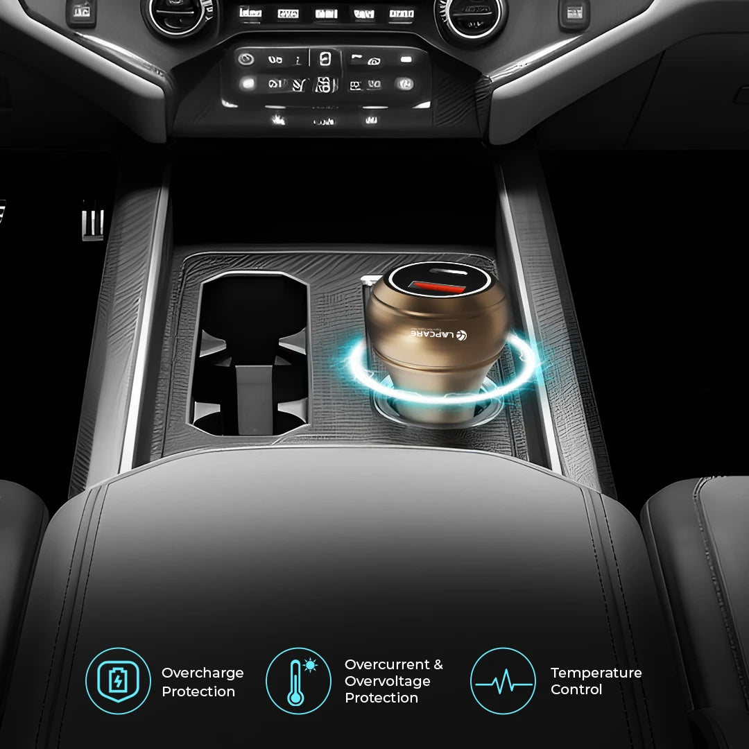 CARGE 145W PD Super Fast Car Charger With 100W USB-A & 45W Type C (LCC-215) Golden