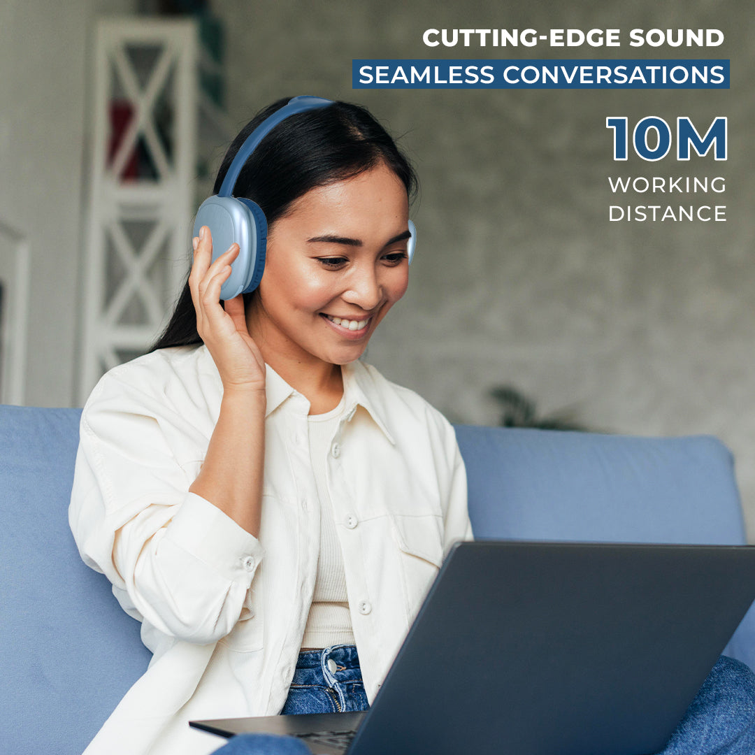 EERS Wireless Bluetooth Headphone With Upto 30 Hrs* Playtime (Metallic Blue)