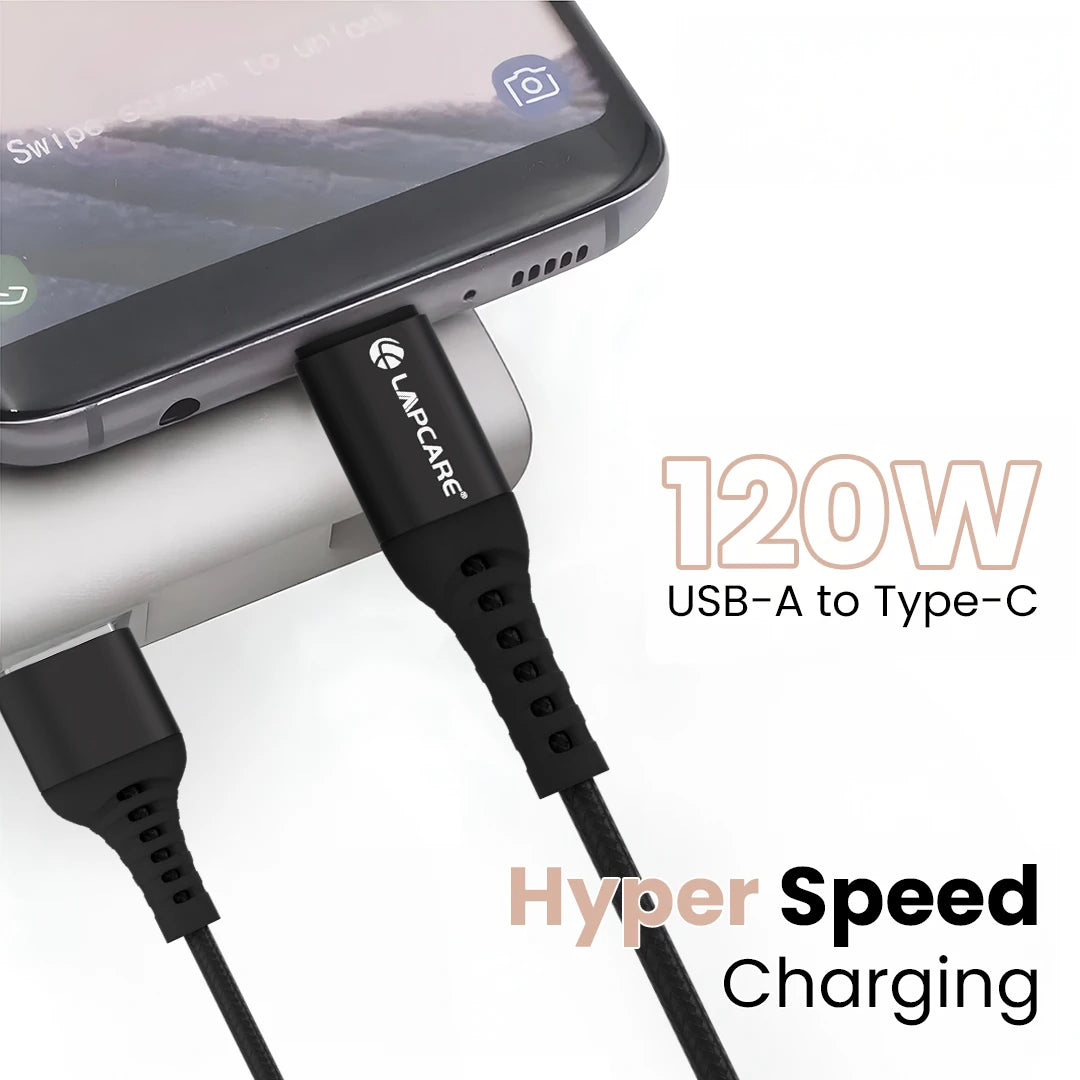 Hook 120W USB A to TYPE-C Braied Cable With Metal Shell (LTC-213)