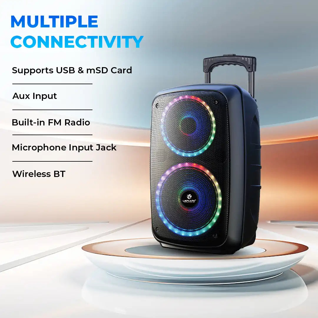 ROCKSTAR Portable 30W wireless Trolley Speaker with Wired Mic