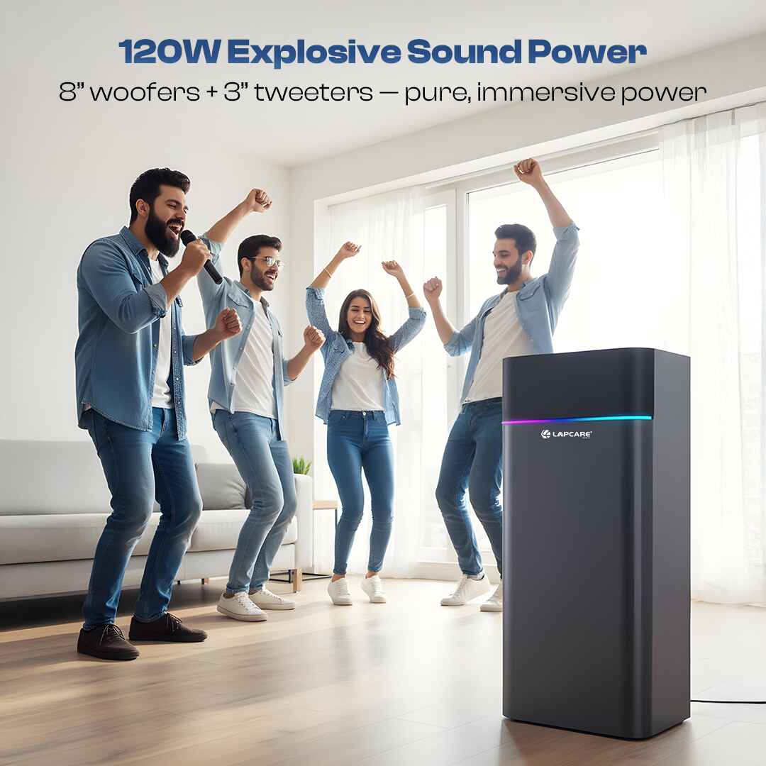 Beast Pro 120W Tower Party Speaker with In-built RGB Lights & Dual Wireless Mic (LTS-705)