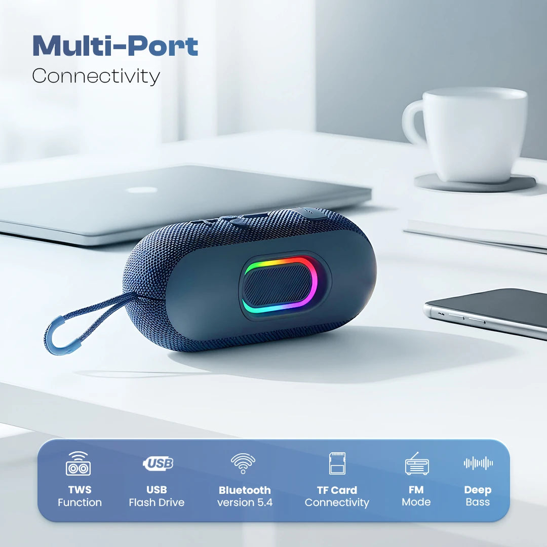 Ozzie 10W Bluetooth Speaker with RGB Light & TWS Stereo Sound- Blue (LBS-102)