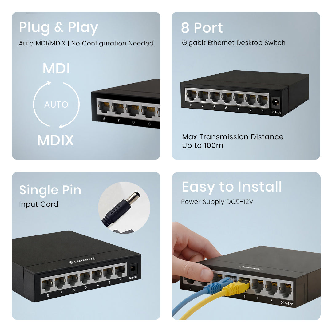 Laplink 8 Gigabit Ethernet Switch