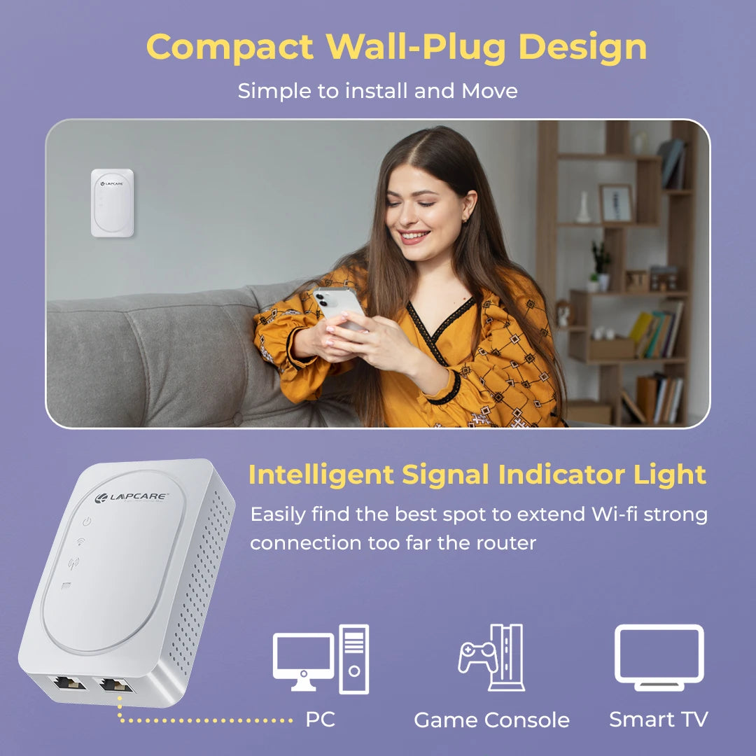 LAPCARE 300MBPS 2.4G Wireless Range Extender With 2 LAN Ports(10/100Mbps) (LRE-602)