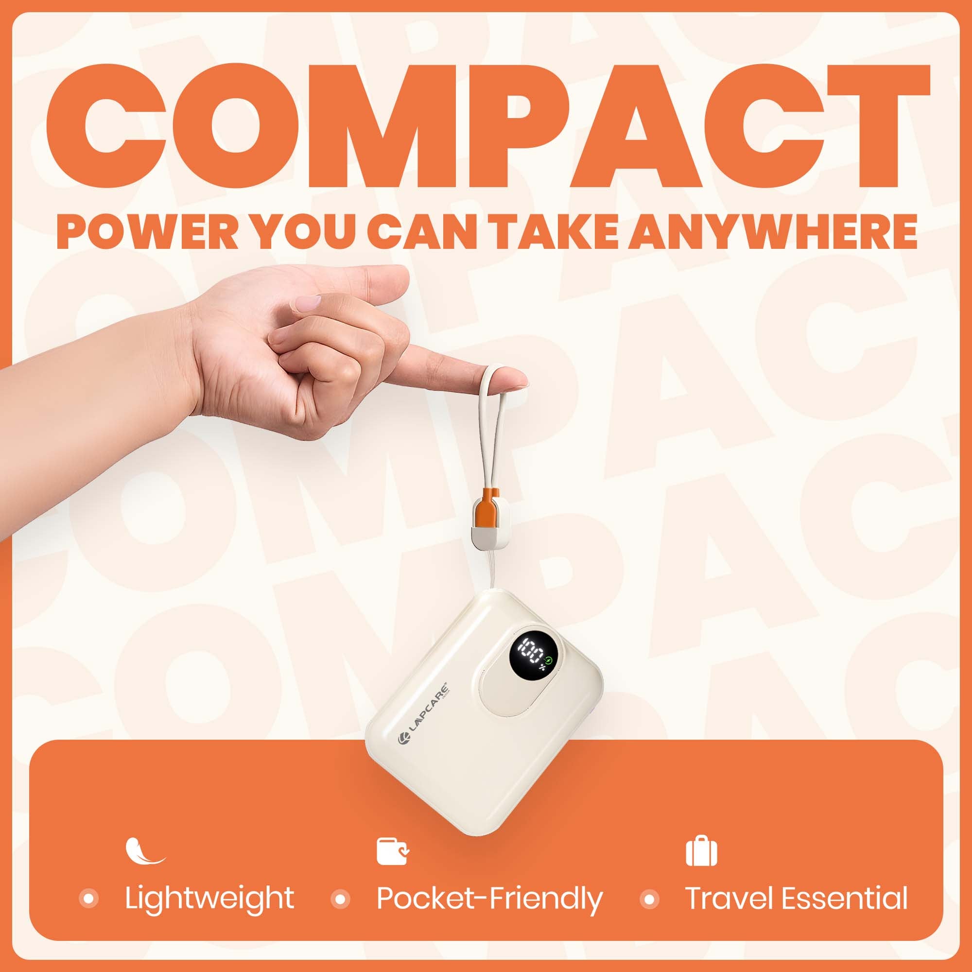 Life 10000mAh Pocket Power Bank With 15W Mag-Safe Charging & Type C , Lightning cable (LOX-230)