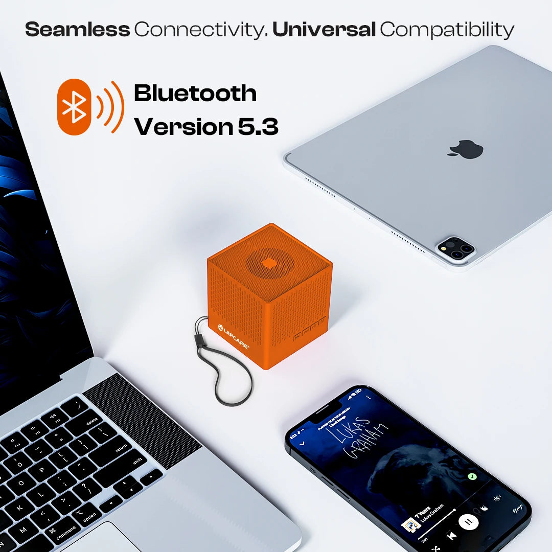 Kube 5W Portable BT 5.3V Speaker With In-Built Mic- Orange (LBS-702)