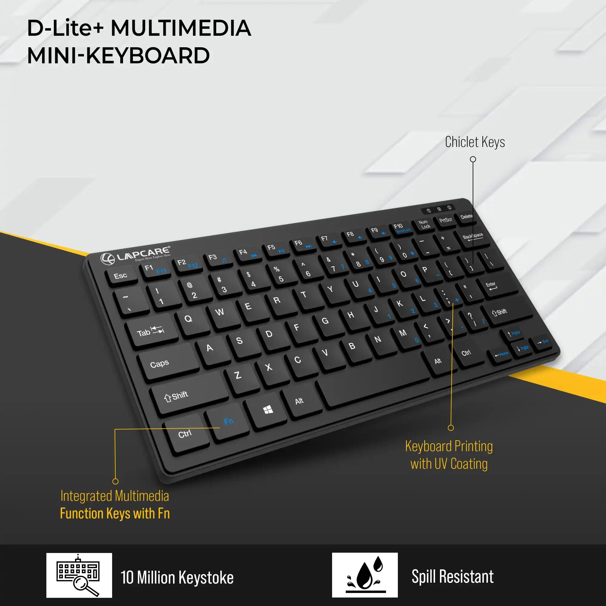D-Lite Mini Wireless 87 Key keyboard  Black