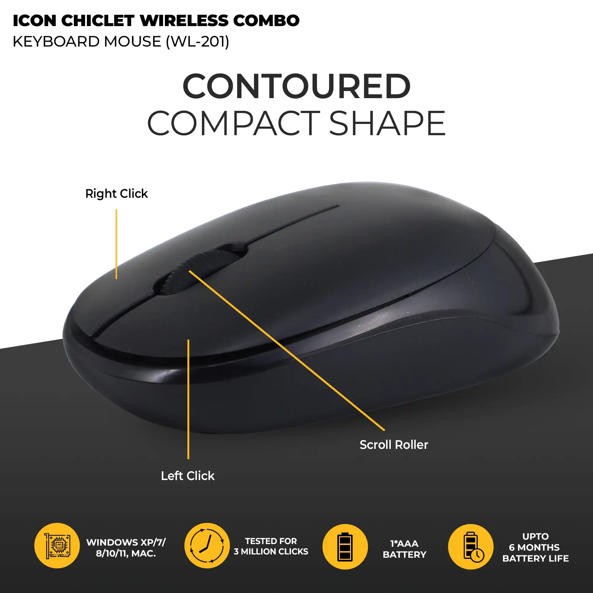 ICON Chiclet Wireless Combo Black ( WL-201 )