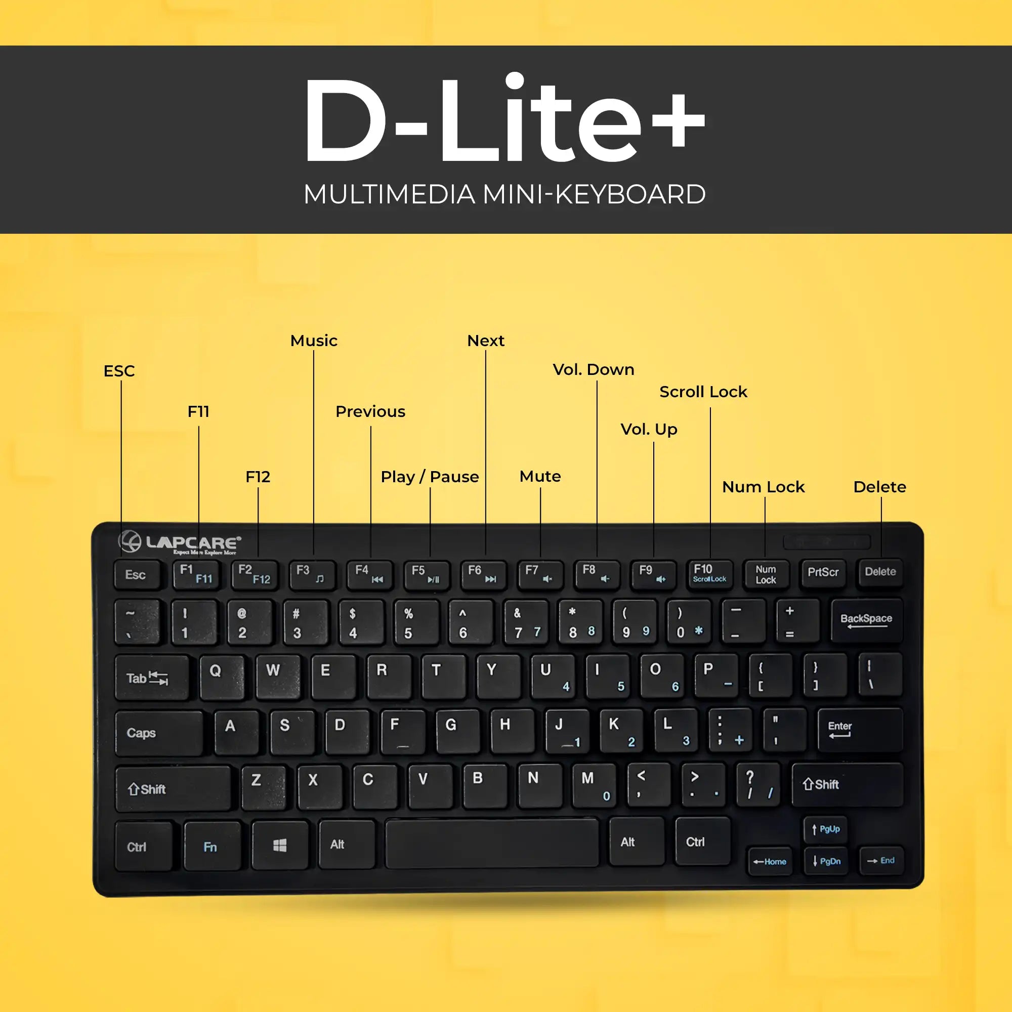 D-Lite Mini Wireless 87 Key keyboard  Black