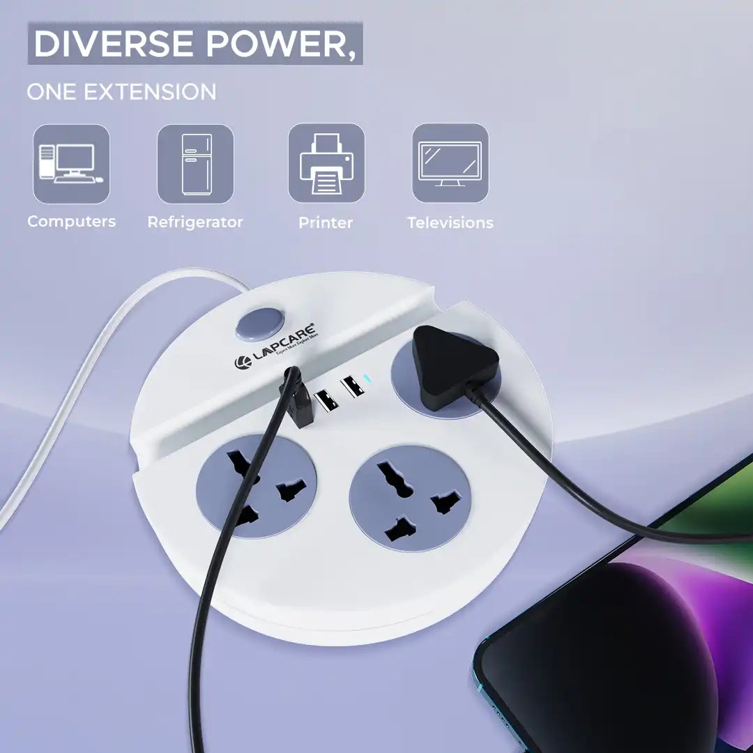 Smiley 3AC Socket Power Extension Board with 3 USB (Lapex-003)